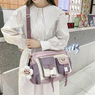 Color Block Buckled Nylon Crossbody Bag