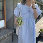 Puff-sleeve Collar Midi Dress
