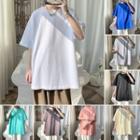 Plain Short-sleeve Semi Sleeve Top