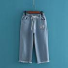 Flower Embroidered Straight Leg Jeans (various Design)