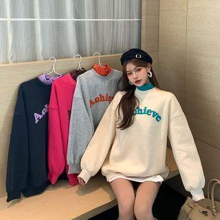 Mock Two-piece Color-block Lettering Sweatshirt