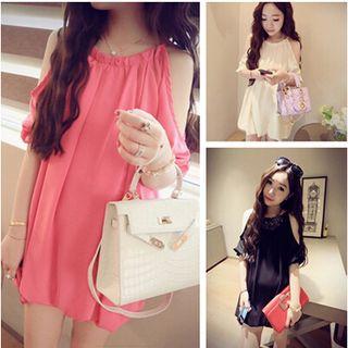 Cold-shoulder Chiffon Tunic