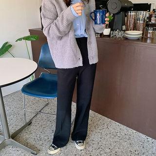 Fleece-lined Straight Dress Pants