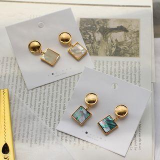 Shell Square Alloy Disc Dangle Earring