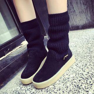 Knit-panel Short Boots