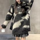 Patterned Fluffy Sweater Sweater - One Size