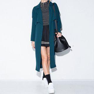 Plain Tie-waist Jacket