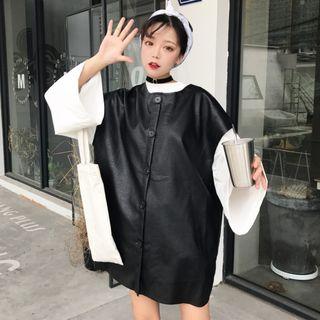 Long-sleeve T-shirt / Faux Leather Vest