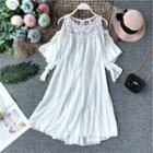 Cold-shoulder Sequined Chiffon Dress