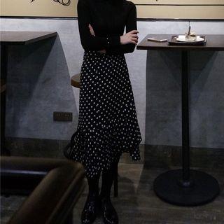 Polka Dot Asymmetrical A-line Skirt