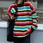 Striped Sweater Stripe - Red & Black & Blue - One Size