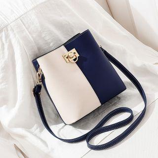 Paneled Hoop Accent Bucket Bag
