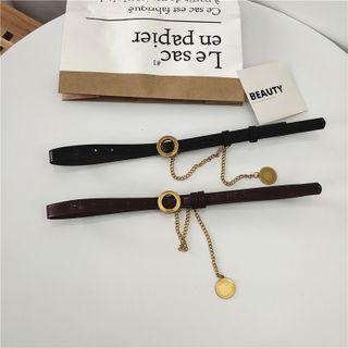 Disc Round Buckle Slim Belt