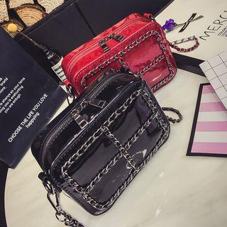 Chain Strap Faux Patent Leather Crossbody Bag