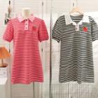 Strawberry-accent Striped Mini T-shirt Dress