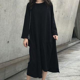 Crew-neck Long-sleeve Midi T-shirt Dress