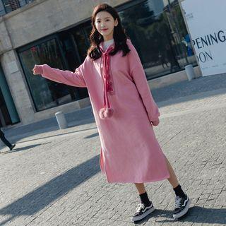 Lace-up Midi Hoodie Dress