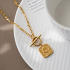 Numerical Embossed Pendant Stainless Steel Necklace Gold - One Size