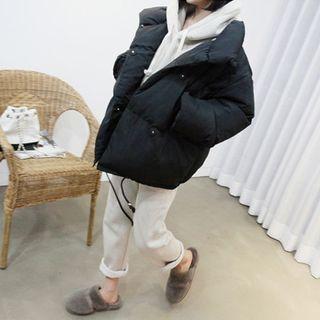 Funnel-neck Snap-button Puffer Jacket