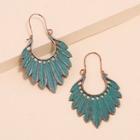 Alloy Leaf Dangle Earring 1 Pair - Kc Gold - Peacock Blue - One Size