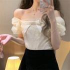 Off-shoulder Bow Blouse Almond - One Size