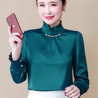 Mock-neck Embellished Blouse