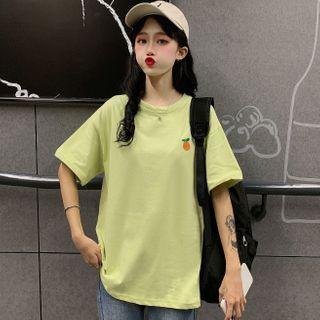 Short-sleeve Orange Embroidered T-shirt