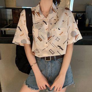 Short Sleeve Print Shirt Off-white - One Size