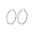 Simple Personality Twisted Geometric Round Earrings Silver - One Size
