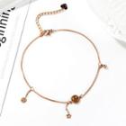 Smiley Face Disc Anklet 1pc - 125 - Rose Gold - One Size