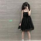 Lace Panel Suspender A-line Dress