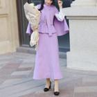 Set: Belted Cape Jacket + Midi Mermaid Skirt