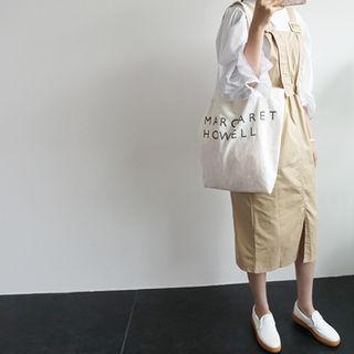 Set: Balloon-sleeve Top + Band-waist Jumper Dress