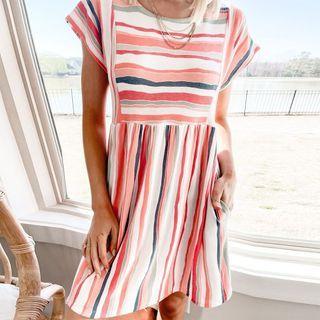 Striped Mini A-line Dress