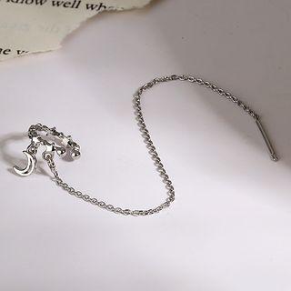 Moon Ear Cuff Earring 1 Pair - Silver - One Size
