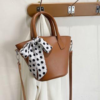 Set: Ribbon Accent Bucket Bag + Pouch