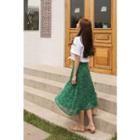 Floral Chiffon Flared Midi Skirt