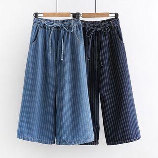 Cropped Denim Wide-leg Pants