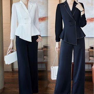 Set: Asymmetrical Blazer + Wide Leg Pants