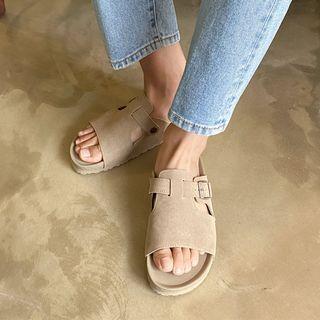 Buckled Faux-suede Sandals