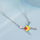 Kite Pendant Sterling Silver Necklace Silver & Blue & Yellow - One Size