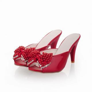 Bow-accent Chunky Heel Mules