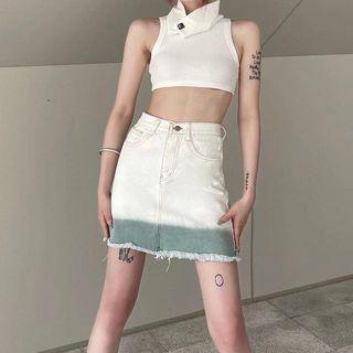 Ombre Tassel Trim A-line Skirt