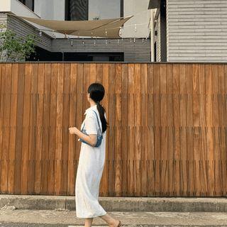 Roll-up Tie-waist Long Shirtdress