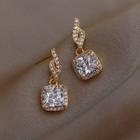 Square Rhinestone Drop Earring 1 Pair - Gold & Silver - One Size