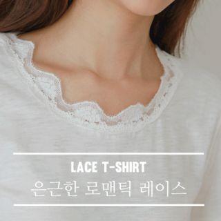 Crochet-trim M Lange T-shirt
