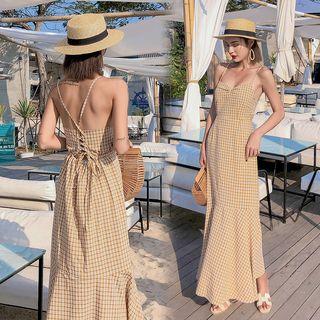 Plaid Strappy Maxi Sun Dress