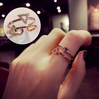 Rhinestone Triangle Layered Open Ring
