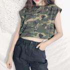 Camo Print Sleeveless Cropped Top As Shown In Figure - One Size