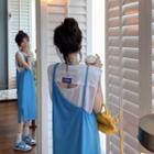 Cap-sleeve Lettering T-shirt / Sleeveless Shift Dress
